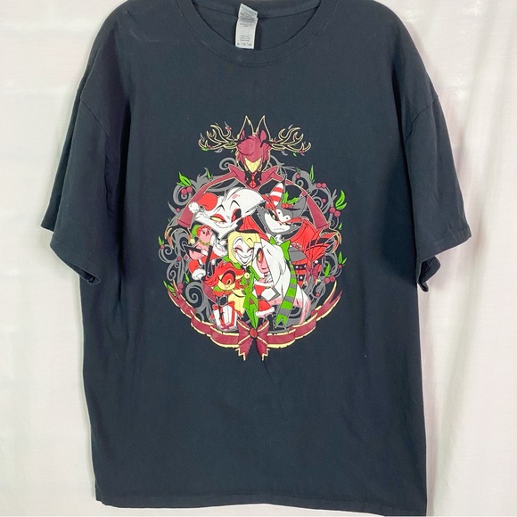 Hazbin Hotel Christmas Holiday Classic Black T-Shirt XL - Picture 1 of 4